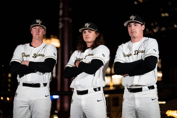 Rhett Lowder (middle), Teddy McGraw (right) and Josh Hartle (left) highlight Wake Forest's weekend pitching rotation